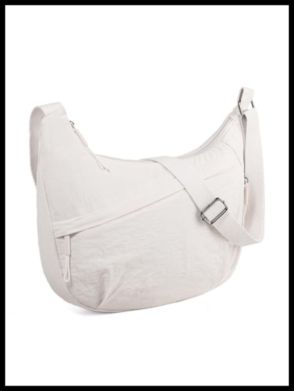 Nylon Crescent Crossbody Bag with Adjustable Shoulder Strap for Women
